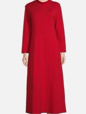 Brynn Walker Red Bamboo Organic Long Sleeve Oversized Maxi Dress  NWT